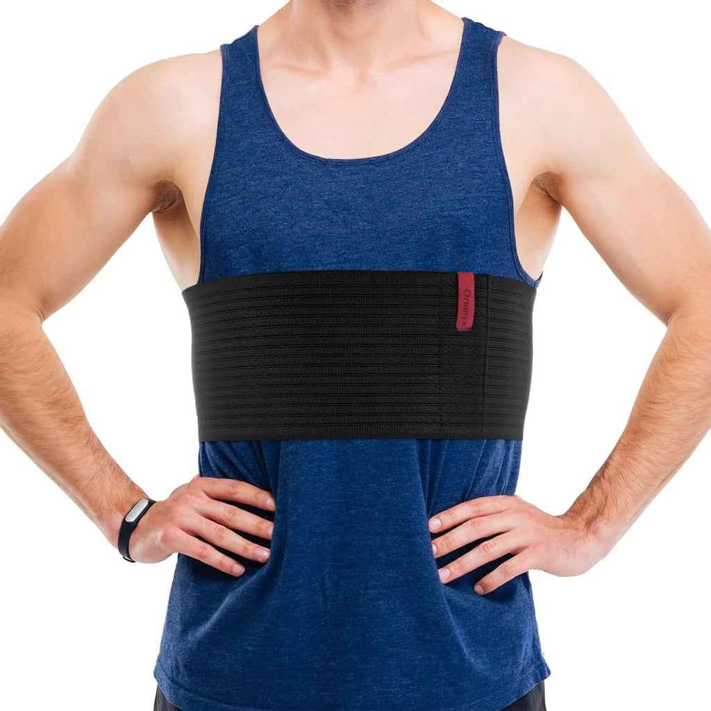 ORTONYX 6.25" Broken Rib Brace Unisex - Elastic Chest Wrap Comppression Support Belt - Rehabilitation of Cracked; Fractured; Dislocated Ribs Post-Surgery Aid Plus Size 3XL Black / ACOX5226-BK-3XL