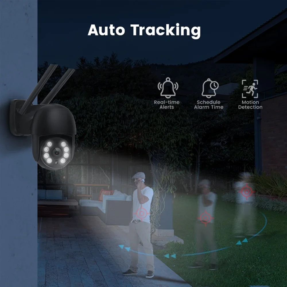 LISUEYNE Security Camera Wireless Outdoor; 4MP Pan/Tilt 2.4G Wifi Surveillance Cameras with Motion Detection and Siren; 2-Way Audio; Full Color Night Vision; for Multi-Platform