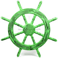 Nagina International Rustic Antique Beautiful Wall Decor Handcrafted Pine Nautical Ship Wheel | Maritime Exclusive Wall Decor (48 footes; Junky Green)