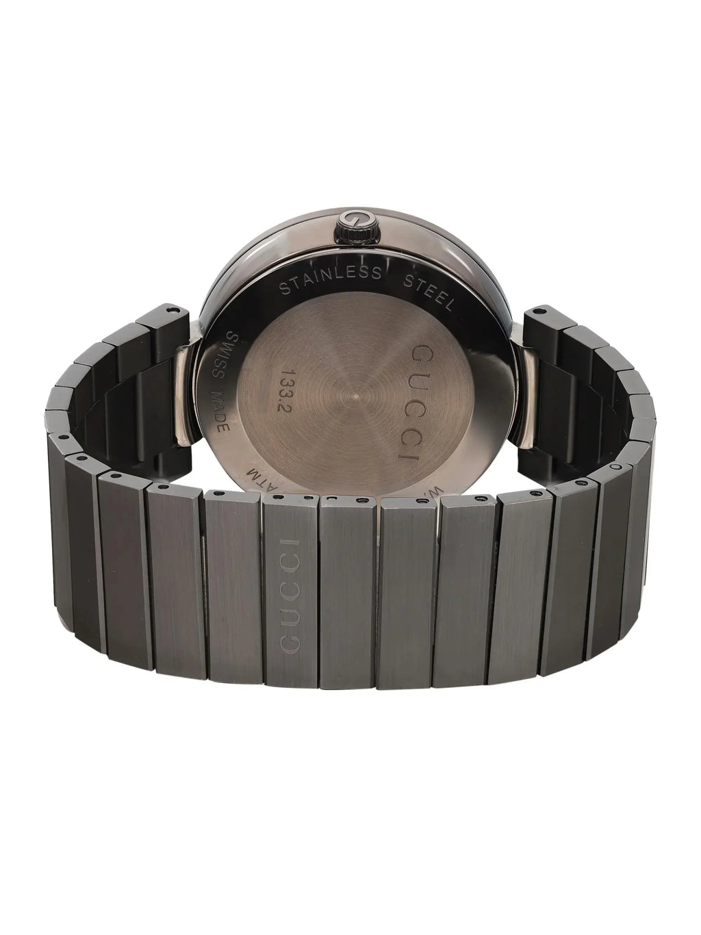 New Gucci Interlocking G PVD Steel Anthracite Dial Grey Quartz Watch YA133210