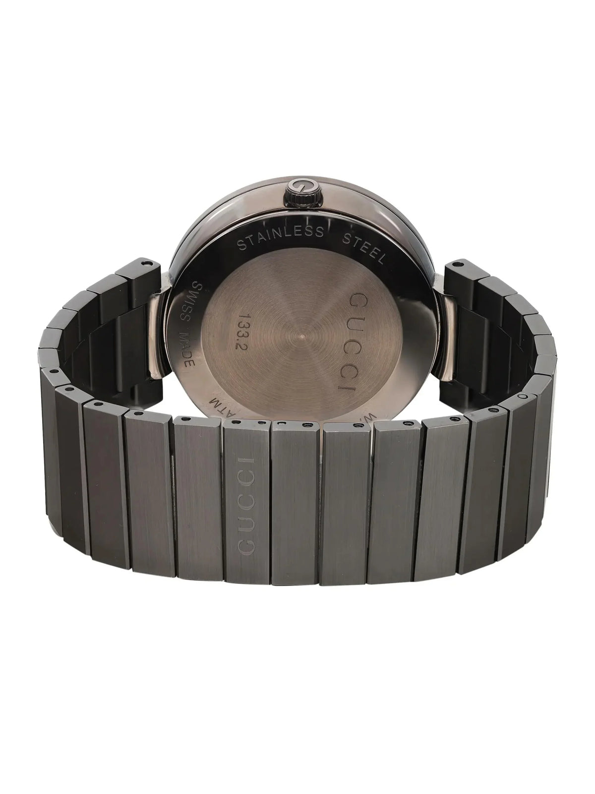 New Gucci Interlocking G PVD Steel Anthracite Dial Grey Quartz Watch YA133210