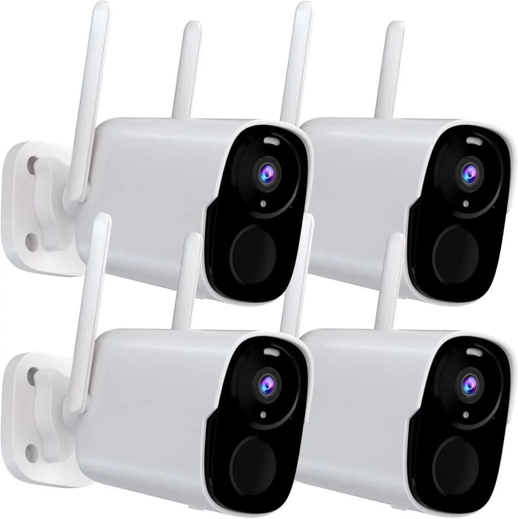 4Pack Security Cameras Wireless Outdoor - 2K QHD Color Night Vision AI Motion Detection WiFi Wireless Cameras for Home Security; Spotlight Siren Alarm Camera with 2-Way Audio; Cloud/SD (up to 256G)
