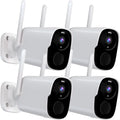 4Pack Security Cameras Wireless Outdoor - 2K QHD Color Night Vision AI Motion Detection WiFi Wireless Cameras for Home Security; Spotlight Siren Alarm Camera with 2-Way Audio; Cloud/SD (up to 256G)