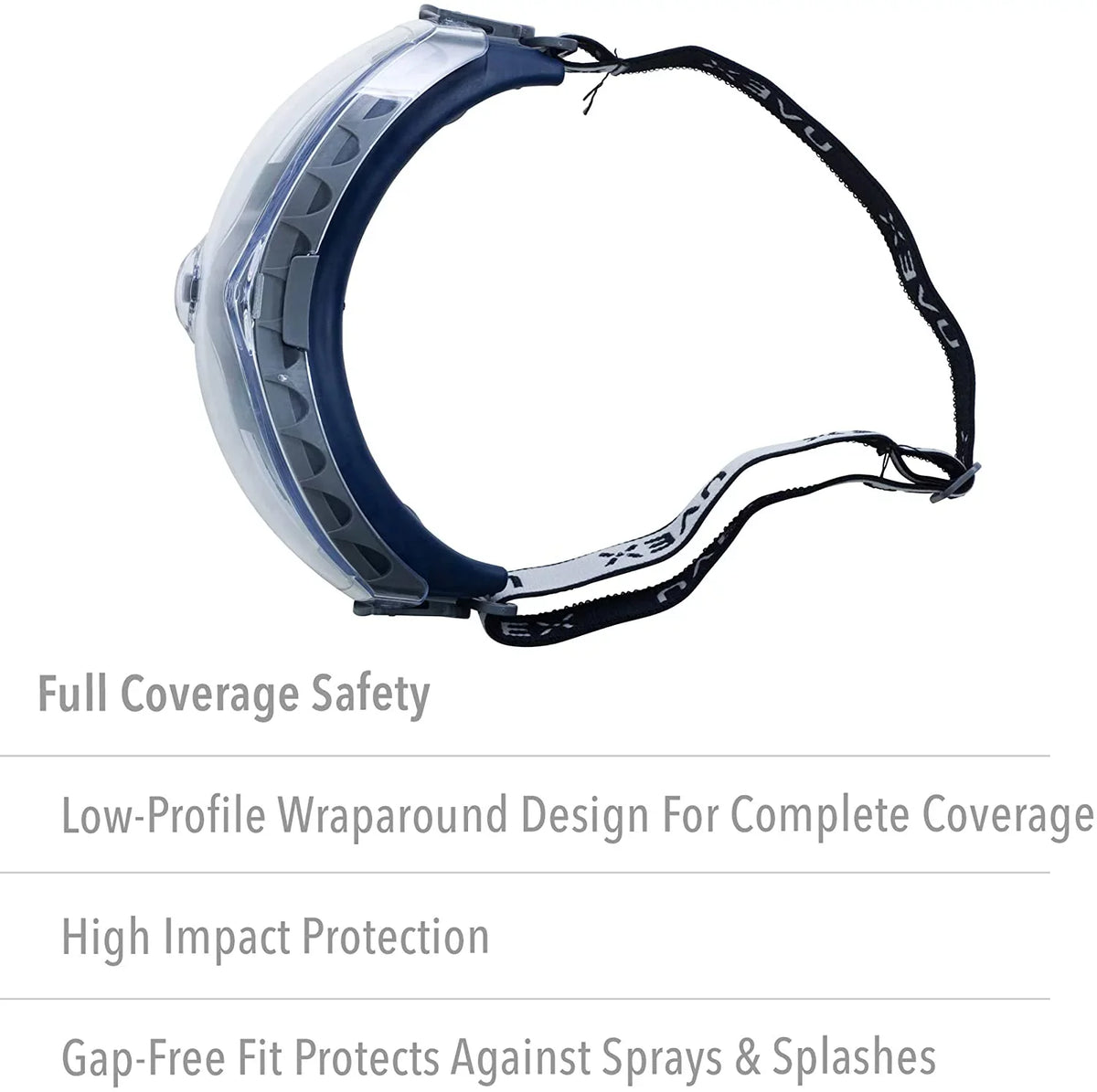 North Safety 763-S3970HSF Clear Lens Uvex Stealth OTG Safety Goggle; Navy Frame