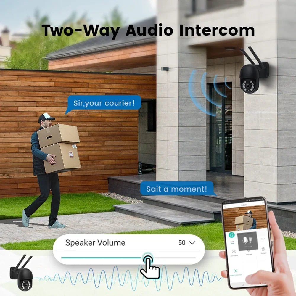 LISUEYNE Security Camera Wireless Outdoor; 4MP Pan/Tilt 2.4G Wifi Surveillance Cameras with Motion Detection and Siren; 2-Way Audio; Full Color Night Vision; for Multi-Platform