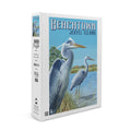 Beachtown; Jekyll Island; Georgia; Blue Herons (19x27 inches; Premium 500 Piece Jigsaw Puzzle for Adults and Family; Made in USA)