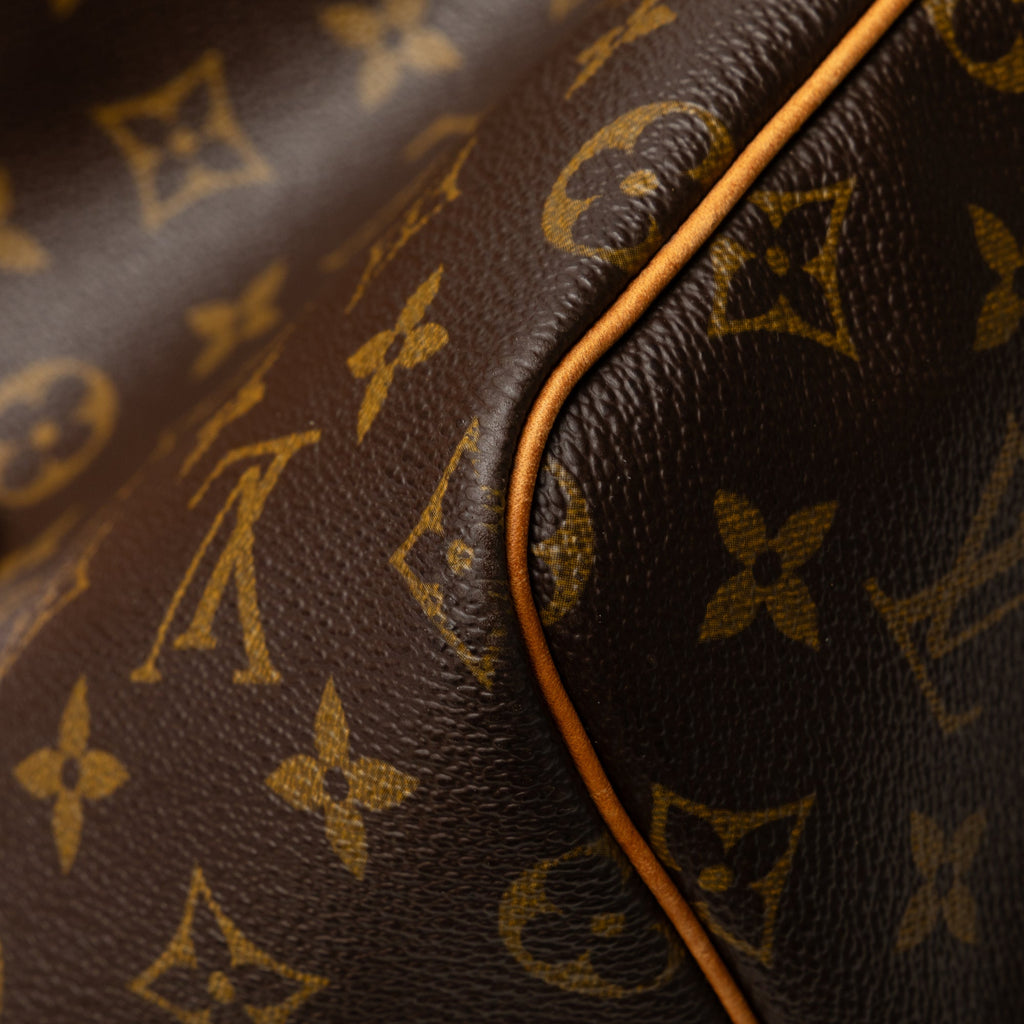 Authenticated Louis Vuitton Monogram Keepall 55 Canvas Brown Travel Bag WeekenderBag Unisex (Good)