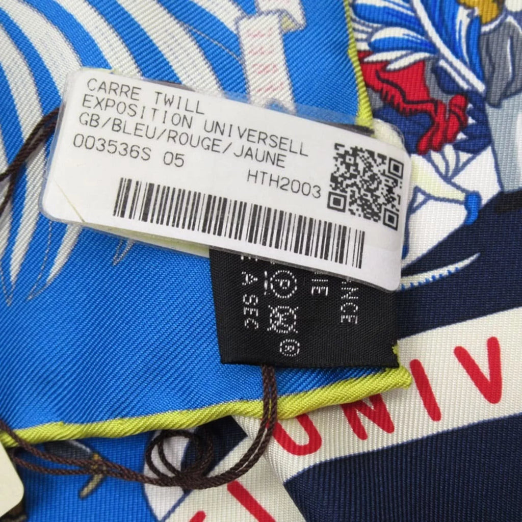 Hermes HERMES Scarf Carre 90 EXPOSITION UNIVERSELL World Exposition Blue Series 100% Silk (Like New)
