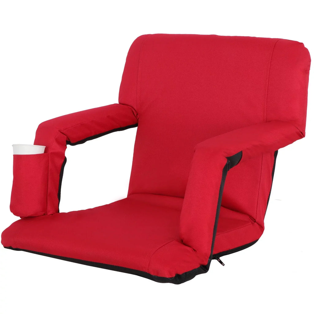 ZENSTYLE -resistant Stadium Seat with Cup Holder 7 Tiltable Positions - Red