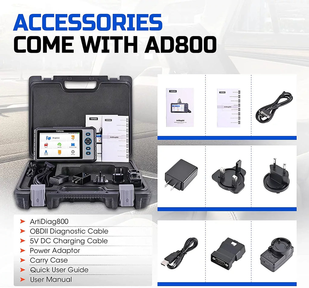 OBD2 Scanner; TOPDON AD800 Car Diagnostic Scan Tool All System Scan 28+ Reset Service; Oil Reset; ABS Bleed; Injector Coding; 2 Years Free Update