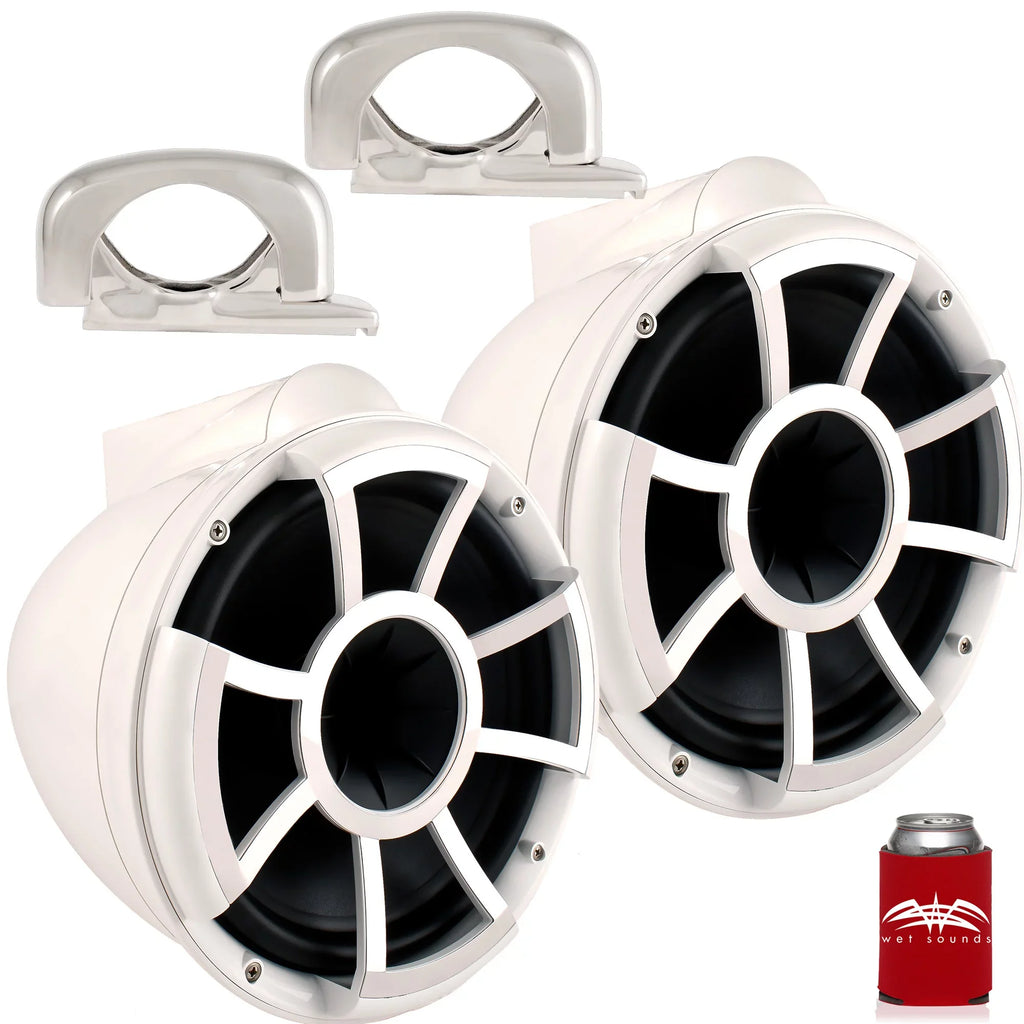 Wet Sounds REV10 White 10" Tower Speakers with Mini Fixed Clamps - Fits 1" to 1 7/8"