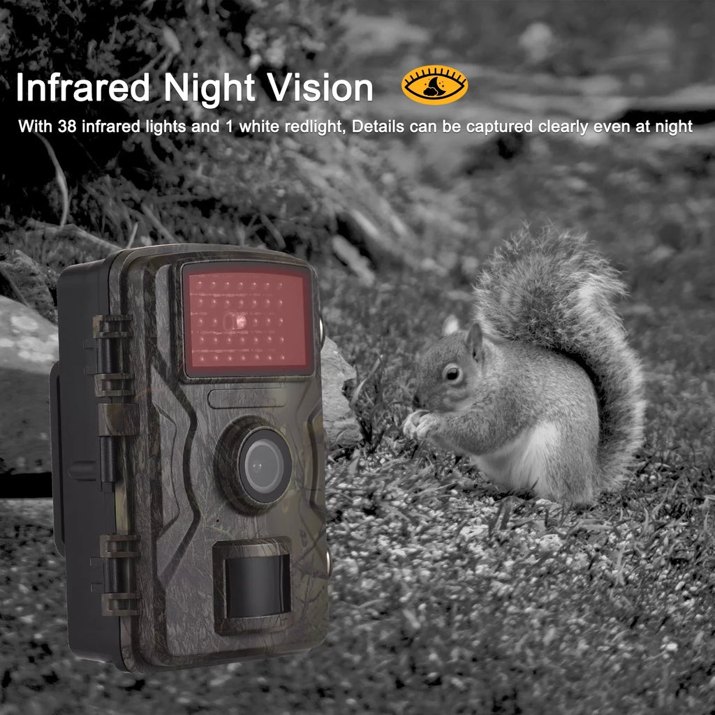 16MP 1080P Wildlife Trail Camera with 2.0 cm TFT Color Screen - Features 0.8s Trigger Time; Infrared Night Vision; Motion Activation; and IP66 Liquidproof Rating