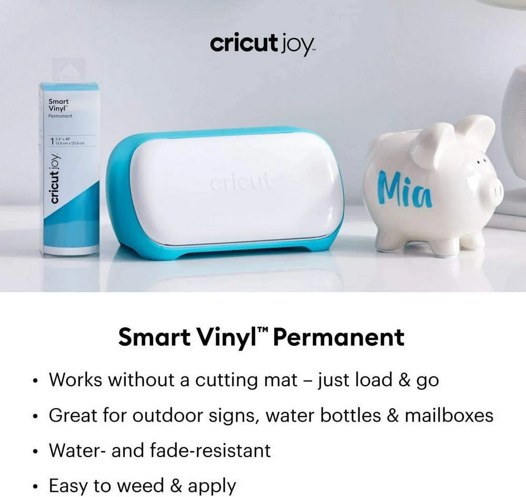 Cricut Smart Permanent Vinyl (5.5in x 48in; Shimmer Light Blue) for Joy machine - matless cutting for shapes up to 4ft; & repeated cuts up to 20ft