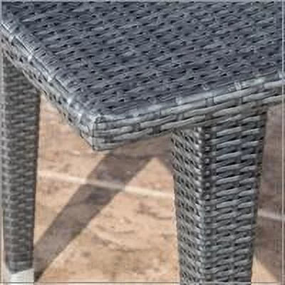 Arcadia Outdoor 7 Piece Wicker Rectangular Dining Set with Cushions; Grey; Silver