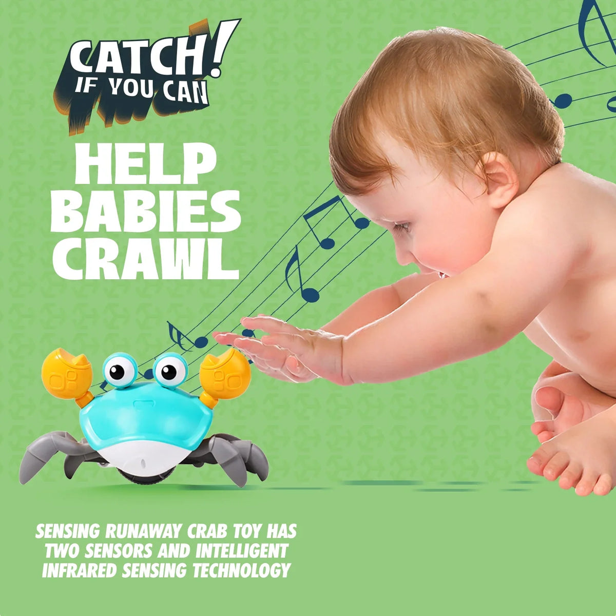 Alin Cute Baby Toys Infant Crawling Crab: Tummy Time Toy Gifts For Kids And 36 Months Toddlers For Learning Crawl; Walking & Music Development Interactive Birthday Gift