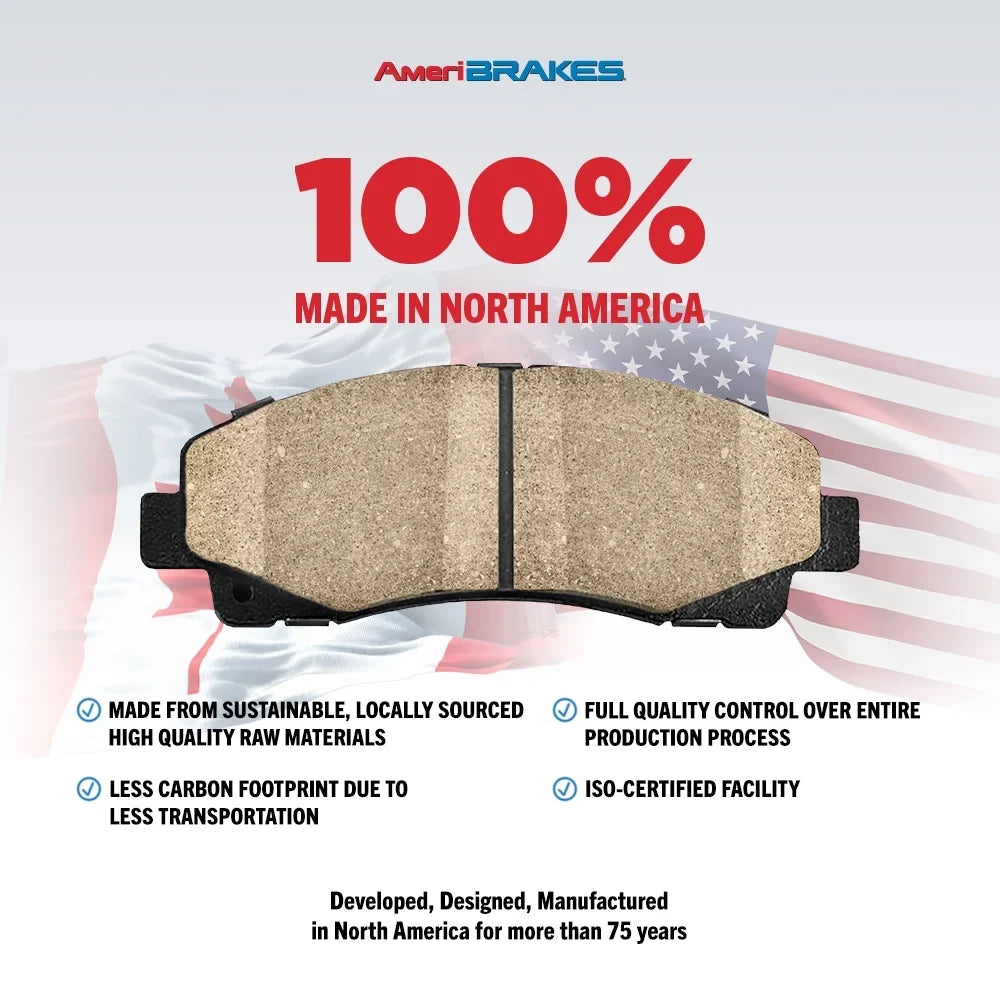 AmeriBRAKES Front Rear Ceramic Disc Brake Pads Kit For Dodge Grand Caravan Journey Chrysler Town & Country Ram C/V KNF-100018