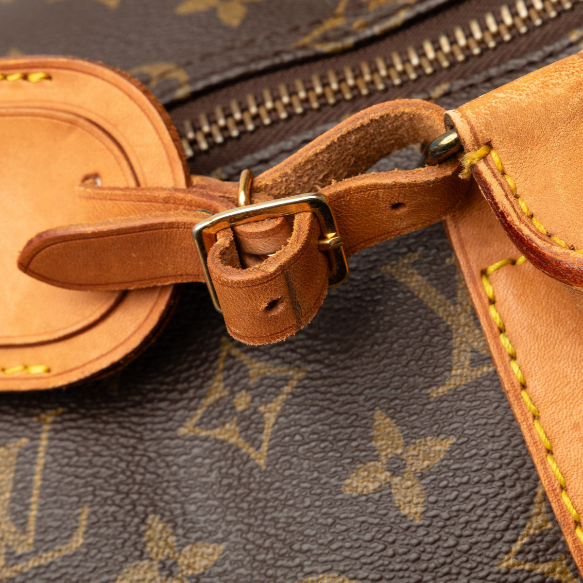 Authenticated Louis Vuitton Monogram Keepall 55 Canvas Brown Travel Bag WeekenderBag Unisex (Good)