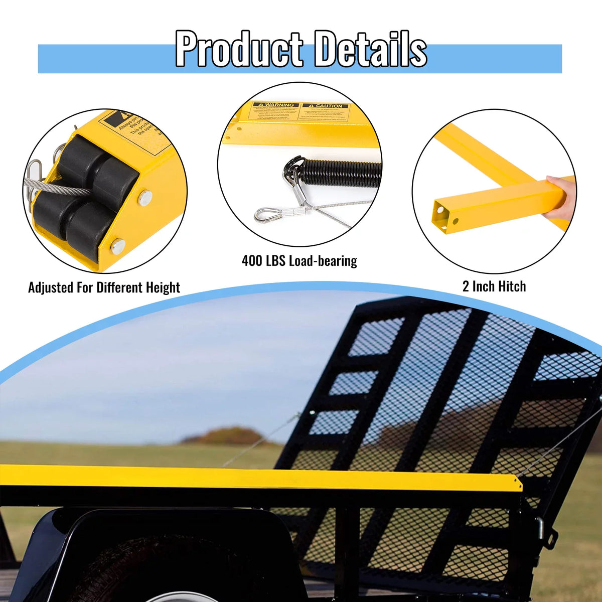 HECASA 2 Sided Tailgate Utility Trailer Lift Gate Liftgate Ramp Lift Assist System 350 Pounds