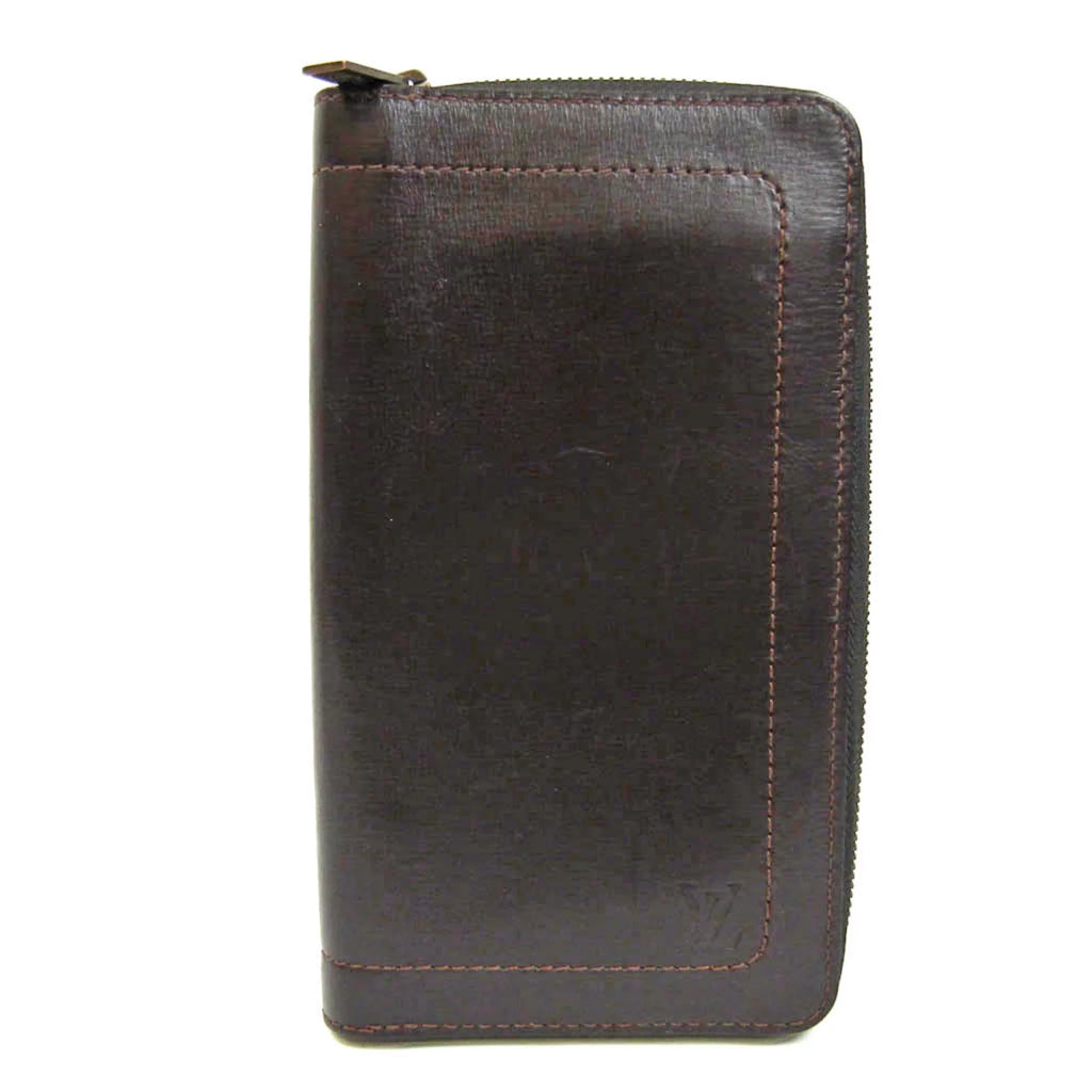 Louis Vuitton Utah Zippy Organizer M97025 Men's Utah Leather Long Wallet (bi-fold) Coffee (Good)