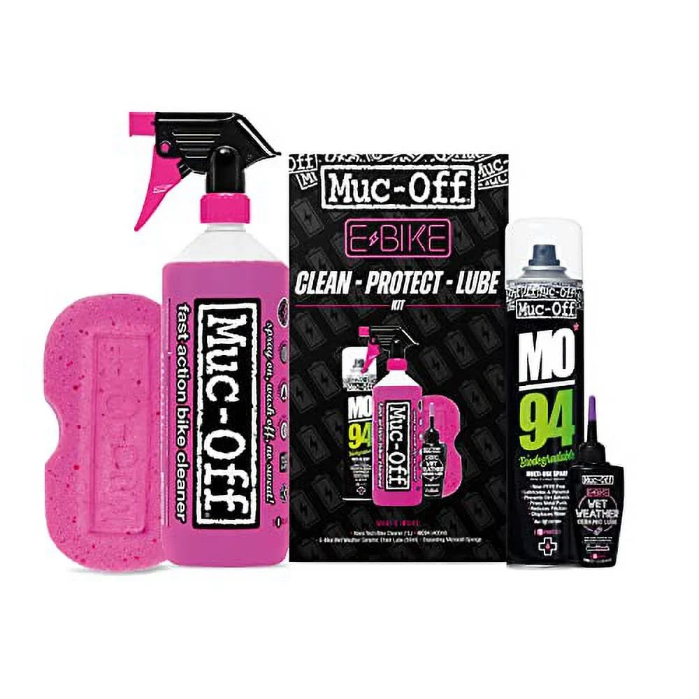 Muc-Off eBike Clean; Protect & Lube Kit - Bike Cleaning Kit; Bike Maintenance Kit for Electric Bikes - Includes Bike Wash and Bike Chain Lube