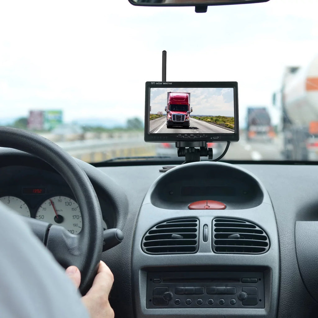 iMounTEK Wireless Backup Camera System Vehicle Rear View Monitor Kit IP67 Fluidproof Car Parking Reverse System with 7In Screen Night Vision 2.4G Stable Signal for Car Trunk Van SUV
