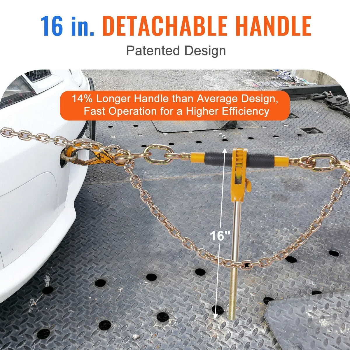 VEVOR Ratchet Chain Binder; 38"-12" Heavy Duty Load Binders; with G80 Hooks 12000 lbs Secure Load Limit; Labor-saving Anti-skid Handle; Tie Down Hauling Chain Binders for Flatbed Truck Trailer; 4 Pc