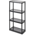 Multipurpose 4 Shelf Modular Design Solid Plastic Lightweight Storage Unit for Indoor and Outdoor Home or Office Organization; Black