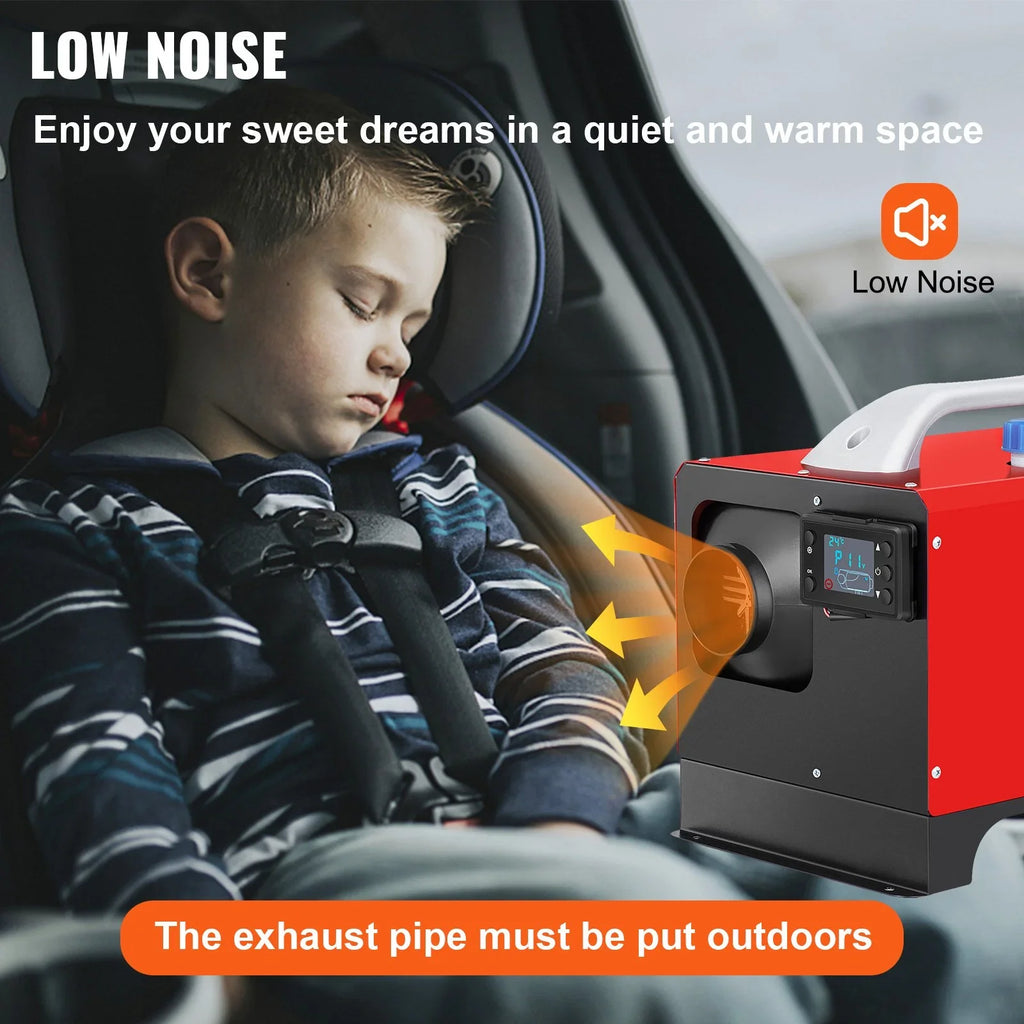 VEVOR Diesel Air Heater; 5KW 12V Parking Heater; Mini Truck Heater; Single Outlet Hole; with Black LCD; Remote Control; Fast Heating Diesel Heater; For RV Truck; Boat; Bus; Car Trailer; Motorhomes