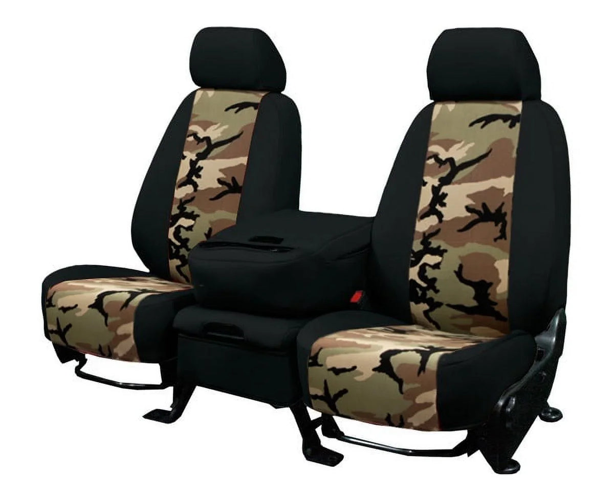 CalTrend Center 50/50 Split Bench Camo Seat Covers for 1994-1997 Toyota Land Cruiser - TY120-92KS Retro Insert with Black Trim